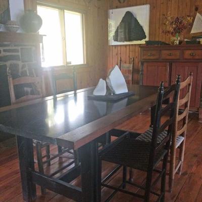 Unique custom table with black marble inset and painted base designed for the home owners ca. 1960s