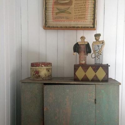 Primitive cupboard, some contemporary fine art