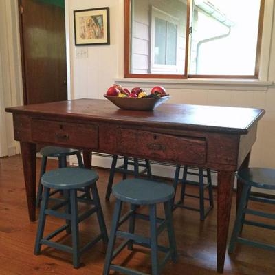 Gorgeous antique farmhouse table - perfect kitchen island!