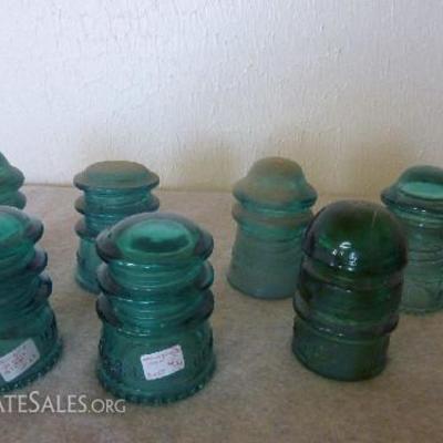 Various Green Glass Insulators