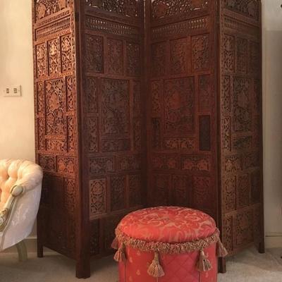 Indian Carved Wood Room Divider 