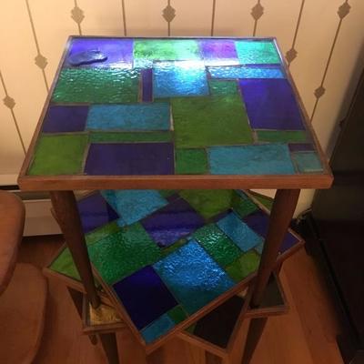 Georges Briard Signed Stacking Glass Mosaic Tables