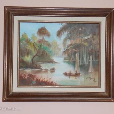 Original oil painting, Swamp scene