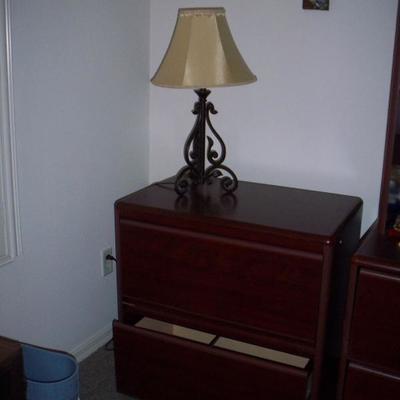 2 drawer file cabinet , lamp
