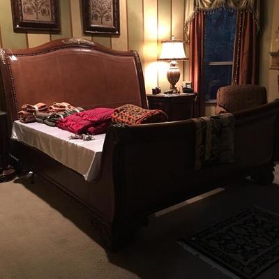 Incredible king size Leather sleigh bed