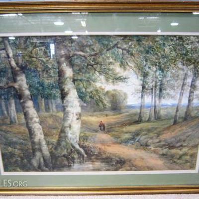â€œThe Edge of the Forestâ€ by Frederick Davis (ft 1853-1892): Watercolor on paper from 1878.       Measures approximately 21â€ high by...
