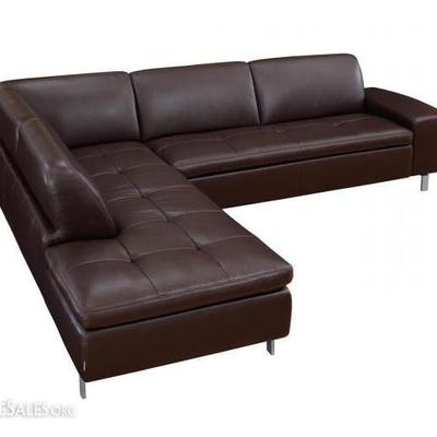 MODERN DESIGN W. SCHILLIG LEATHER SECTIONAL SOFA IN CHOCOLATE BROWN