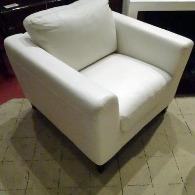 PAIR WHITE LEATHER CLUB CHAIRS