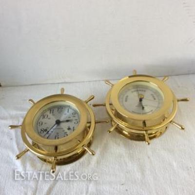 Helmsman Ship's Wheel Clock & Barometer