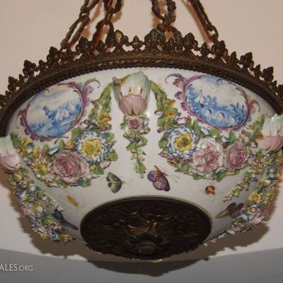 Capodimonte Style Ceiling Fixture in the Foyer