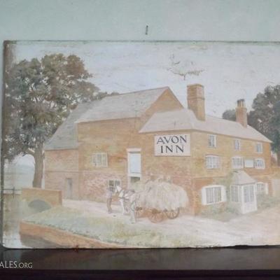 Avon Inn Painted on a Plank of Wood Double Sided