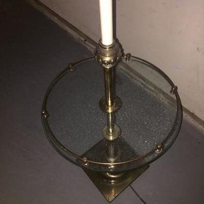 Stiffel Brass Floor lamp with Glass & Brass Table 5 foot tall