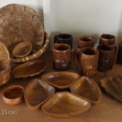 ADK026 Wooden Tiki Mugs, Baskets and More!
