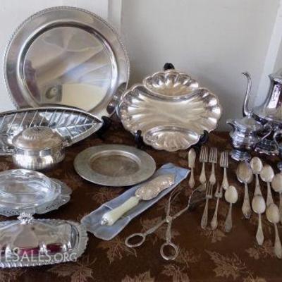ADK015 Huge Silver Plate Lot for Entertaining
