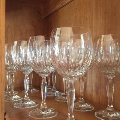 Beautiful sets of crystal wine and water glasses 
