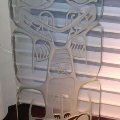 Inuit Glass Sculpture Totem Pole by Canadian Artist David Montpetit