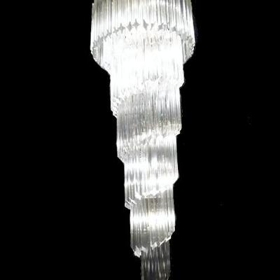 SPECTACULAR VENINI CRYSTAL CHANDELIER, 6 SPIRAL TIERS, 56 INCHES TALL