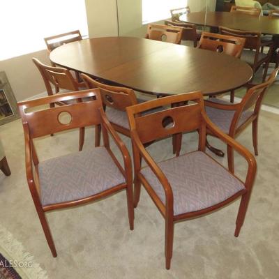 8 - Ward Bennett Dining Chairs and 1 Eldred Wheeler Table / from the Brickel ( furniture ) Estate
