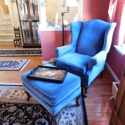 Pennsylvania House wing back chair and ottoman