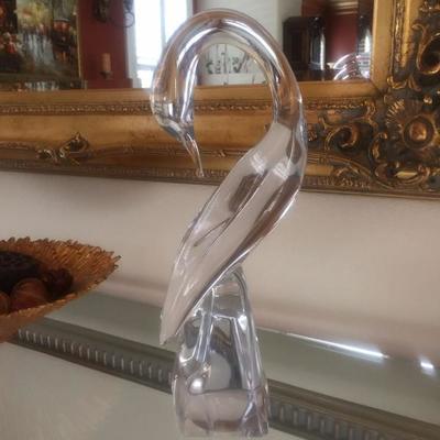 Daum Crystal Swan. Signed, France