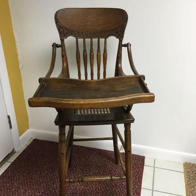 Wood antique high chair