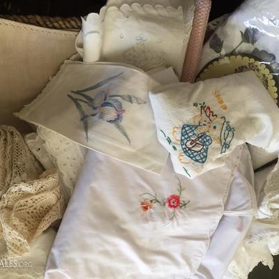 Vintage lace and embroidered linens 
