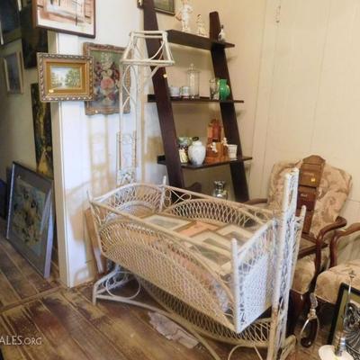 Victorian wicker baby crib $125