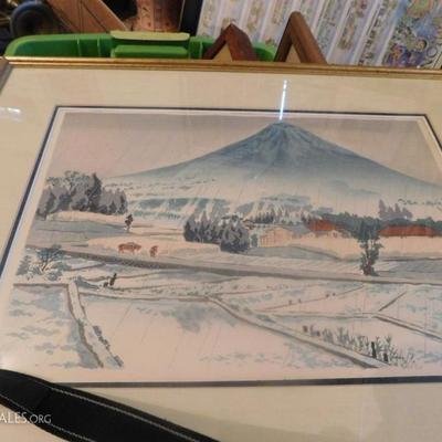 One of several Japanese woodblock prints $35