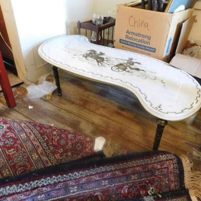 Marble and brass coffee table $100
