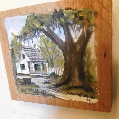 Louisiana carved and painted wooden picture by Henry Watson $100