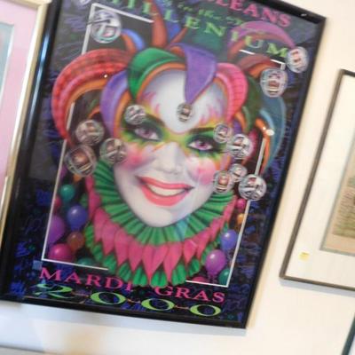 Mardi Gras poster, framed $20