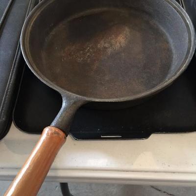 Cast Iron Frying Pan with Wooden Handle