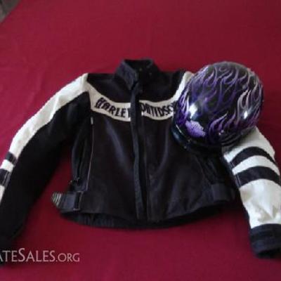 Harley Davidson womens riding jacket and helmet

-Padding built in for extra safety and support -Black, White and Purple accents -Size...