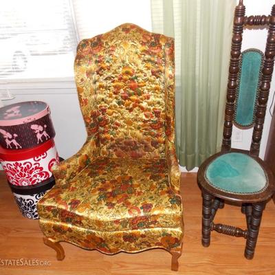 Jacobean style chair, wing chair