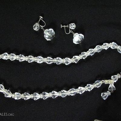 Austrian Crystal Necklace shown with Screwback Earrings