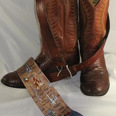 Tony Lama Lizard Boots (Size 11.5) and Tony Lama Lizard Belt shown with a Tango Americana Series 