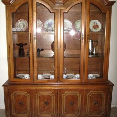 A Traditional Style All Wood China Cabinet with 4 Doors in the original 
