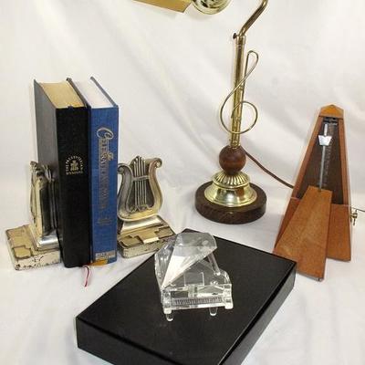 Shannon Crystal Piano, Philadelphia Mfg. Co. Hand Cast Quality Metalware Lyre Bookends, 2 of many Hymnals, Vintage Brass Treble Clef...