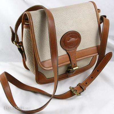Dooney & Bourke Authentic Beige and British Tan Leather Handbag 