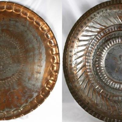Made in Greece Large Copper Tray. Plates showing Front and Back