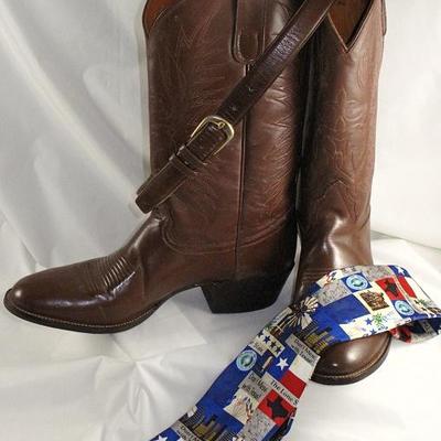 Tony Lama Boots Smooth Leather Vamp and Decorative Stitched Top shown with a Full Grain Cowhide Narrow Belt made in Brazil and RM Style...