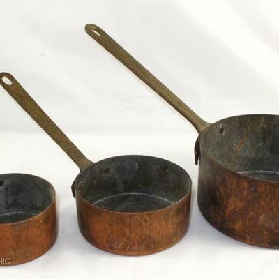 Vintage Brass Handle Copper Pots