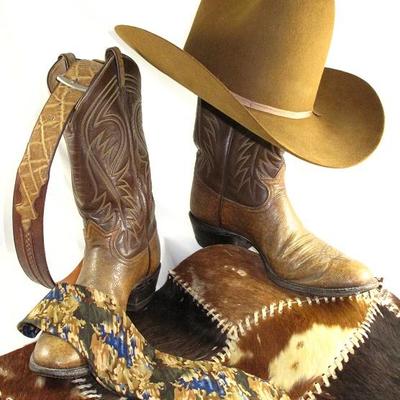 Lucchese of San Antonio Belt and American Hat Company 3X Beaver Brown Hat, shown with 