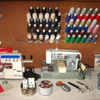 Sewing, Sewing, Sewing!! White Superlock 734D Electronic Serger, Foley's Ornamental Zig-Zag Sewing Machine Model KAB-M with Components,...