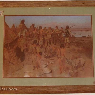 Captain William Clark of the Lewis and Clark Expedition with the Indians of the Northwest Framed Print by Charles M. Russell