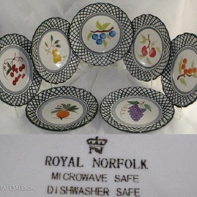 Royal Norfolk Salad Plates (7 ea.) Each with a different Fruit
