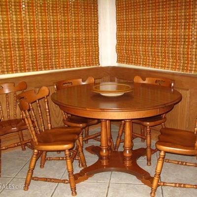 Jefferson Woodworking Co. Louisville Kentucky Hardrock Maple Table Shown with 4 Chairs (2 leaves not shown)