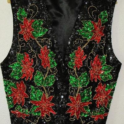 Sequined poinsettias vest.