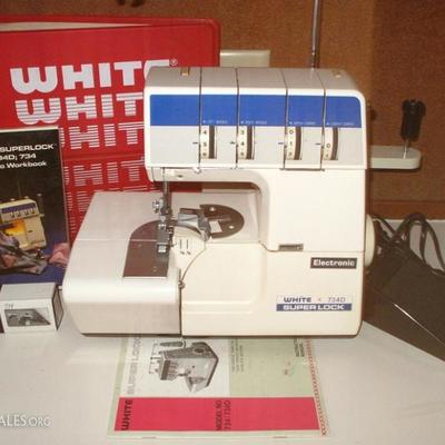 White Superlock 734D Electronic Serger with Components 