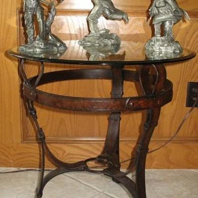 Metal Base Occasional Table with Glass Top